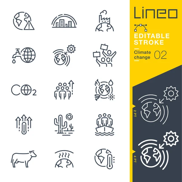 Lineo Editable Stroke Iconos Línea Cambio Climático — Archivo Imágenes Vectoriales