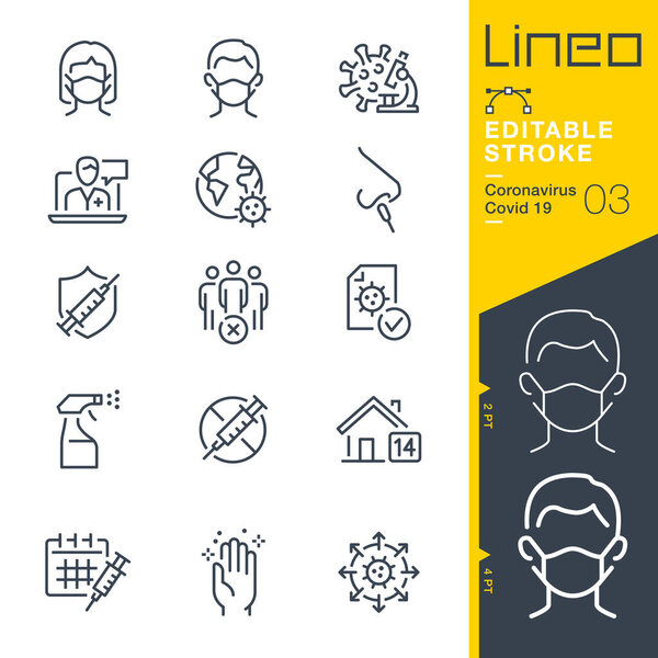 Lineo Editable Stroke - Coronavirus Covid 19 line icons