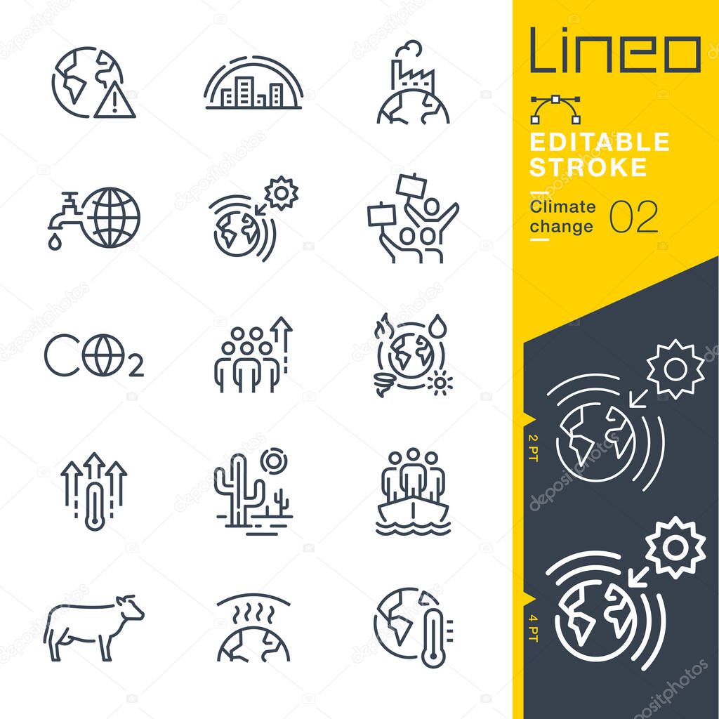 Lineo Editable Stroke - Climate change line icons