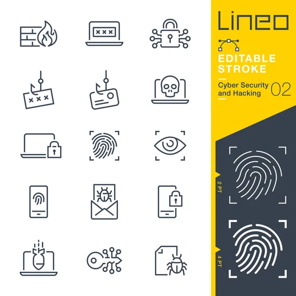 Lineo Editable Stroke Cyber Security Und Hacking Outline Icons Vektorgrafiken