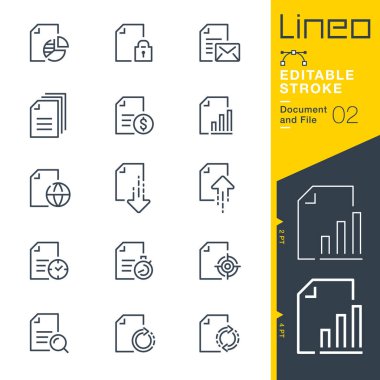 Lineo Düzenlenebilir Vuruş - Belge ve Dosya satırı simgeleri
