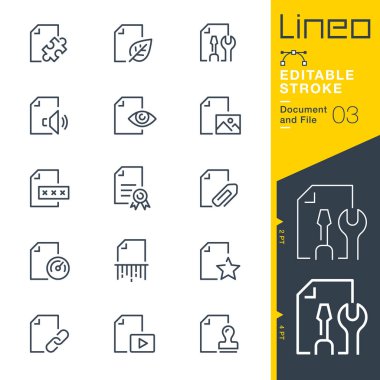 Lineo Düzenlenebilir Vuruş - Belge ve Dosya satırı simgeleri