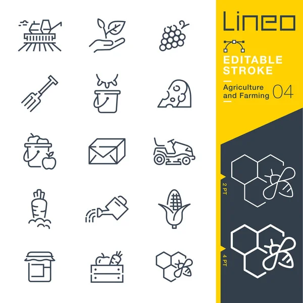 Lineo Editable Stroke Agriculture Farming Line Icons — 스톡 벡터