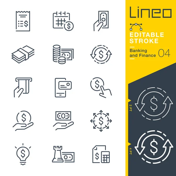 Lineo Editable Stroke Banking Finance Line Icons — 스톡 벡터