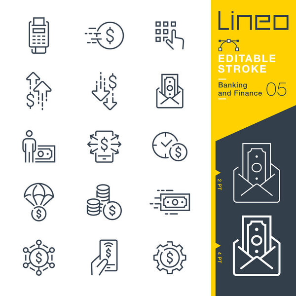 Lineo Editable Stroke - Banking and Finance line icons