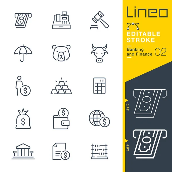 Lineo編集可能なストローク 銀行および金融ラインのアイコン ストックベクター