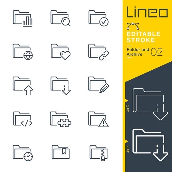 Lineo Editable Stroke Folder Archive Line Icons — 스톡 벡터