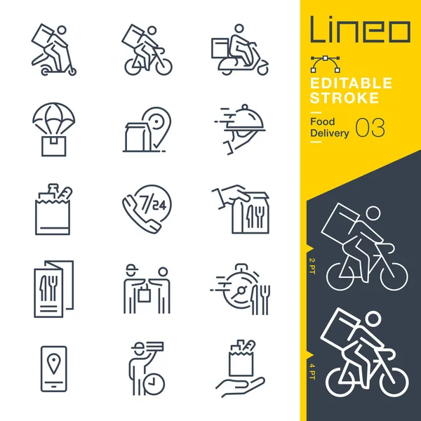 Lineo Editable Stroke Iconos Línea Entrega Alimentos — Vector de stock