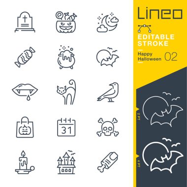 Lineo Düzenlenebilir Vuruşlar - Mutlu Cadılar Bayramı satır simgeleri