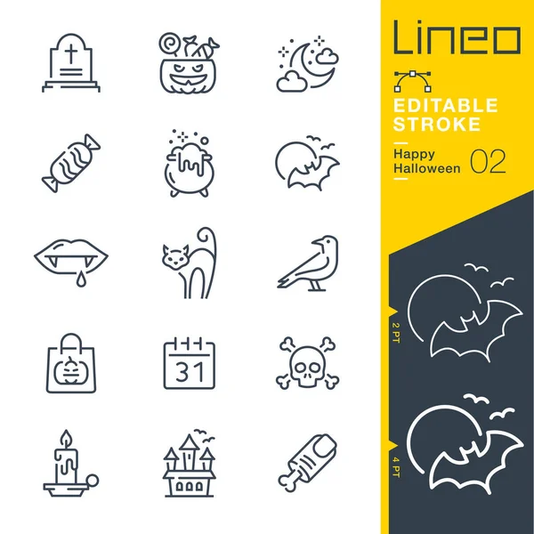 Lineo Editable Stroke Happy Halloween Line Icons — Vector de stock