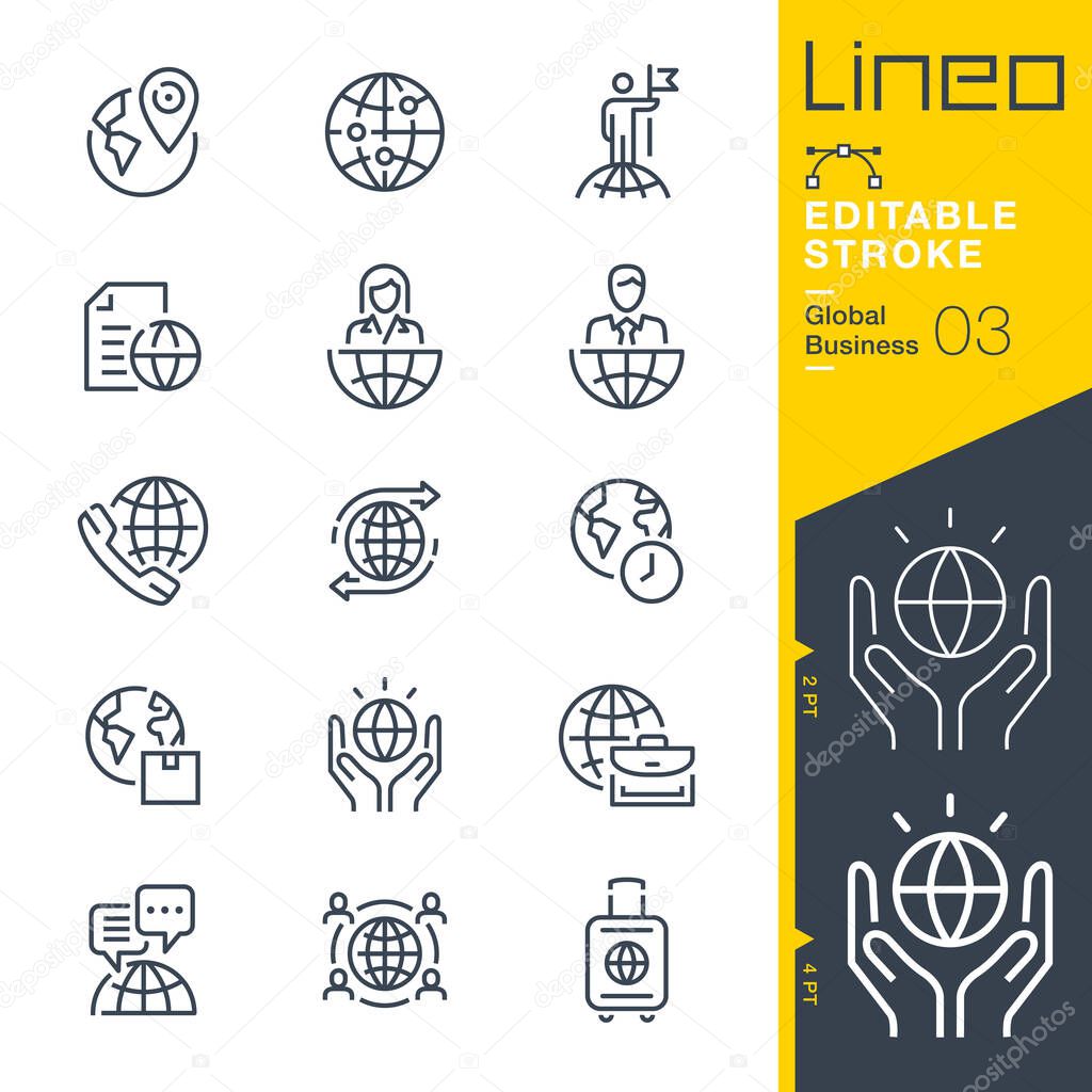 Lineo Editable Stroke - Global Business line icons