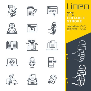 Lineo Editable Stroke - Journalism and News line icons clipart