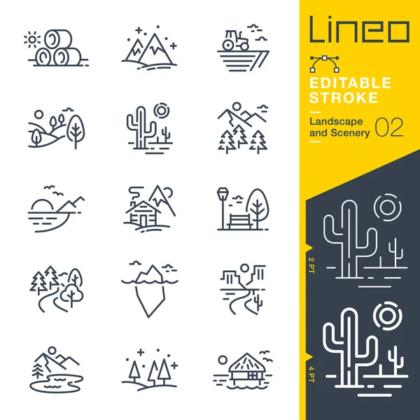 Lineo Editable Stroke Iconos Línea Paisaje Paisaje — Archivo Imágenes Vectoriales