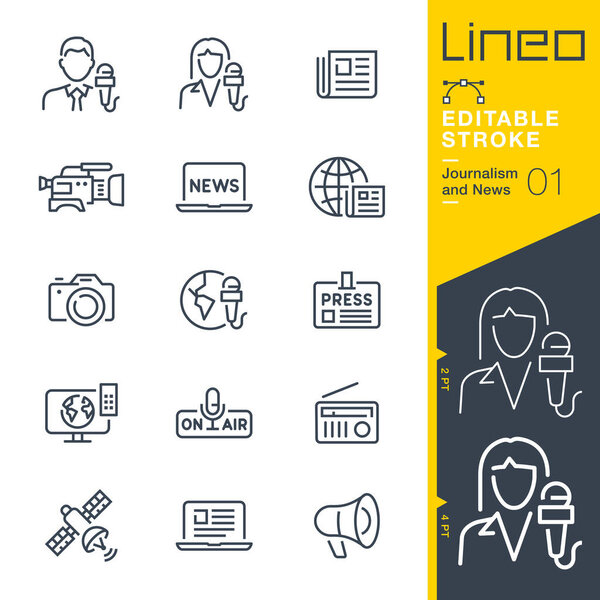 Lineo Editable Stroke - Journalism and News line icons