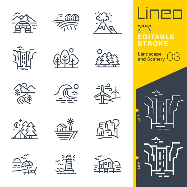 Lineo Editable Stroke Icone Della Linea Paesaggio Scenario — Vettoriale Stock