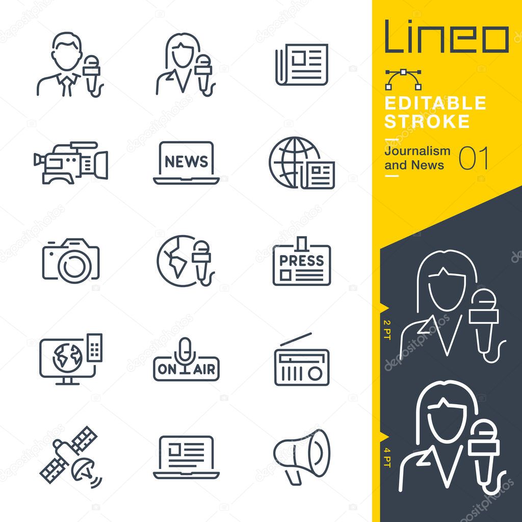 Lineo Editable Stroke - Journalism and News line icons