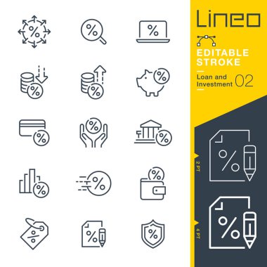 Lineo Düzenlenebilir Darbe - Kredi ve Yatırım çizgisi simgeleri