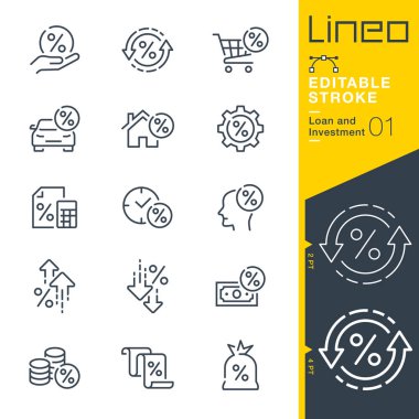 Lineo Düzenlenebilir Darbe - Kredi ve Yatırım çizgisi simgeleri