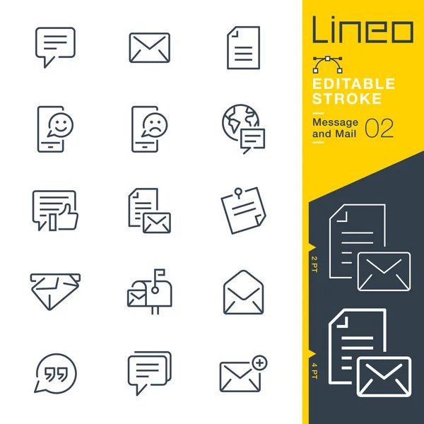 Lineo Editable Stroke Iconos Línea Mensaje Correo — Vector de stock