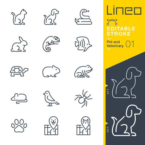 Lineo Editable Stroke Symbole Für Haustiere Und Veterinärmedizin — Stockvektor