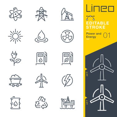 Lineo Düzenlenebilir Vuruş - Güç ve Enerji çizgi simgeleri