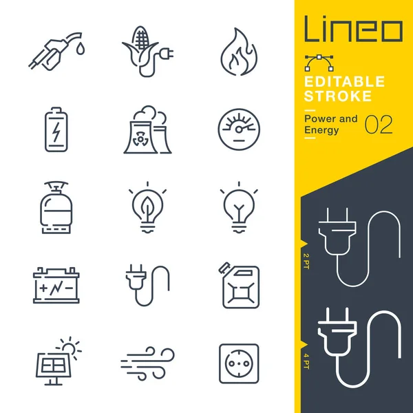 Lineo Editable Stroke Power Energy Line Icons — 스톡 벡터