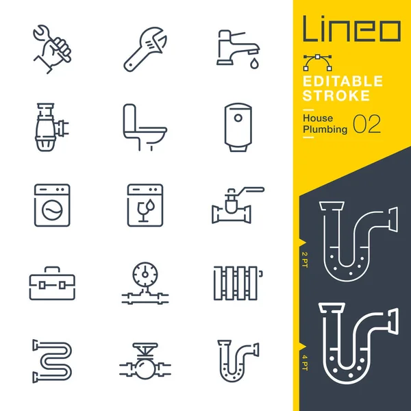 Lineo Editable Stroke Iconos Línea Fontanería — Vector de stock