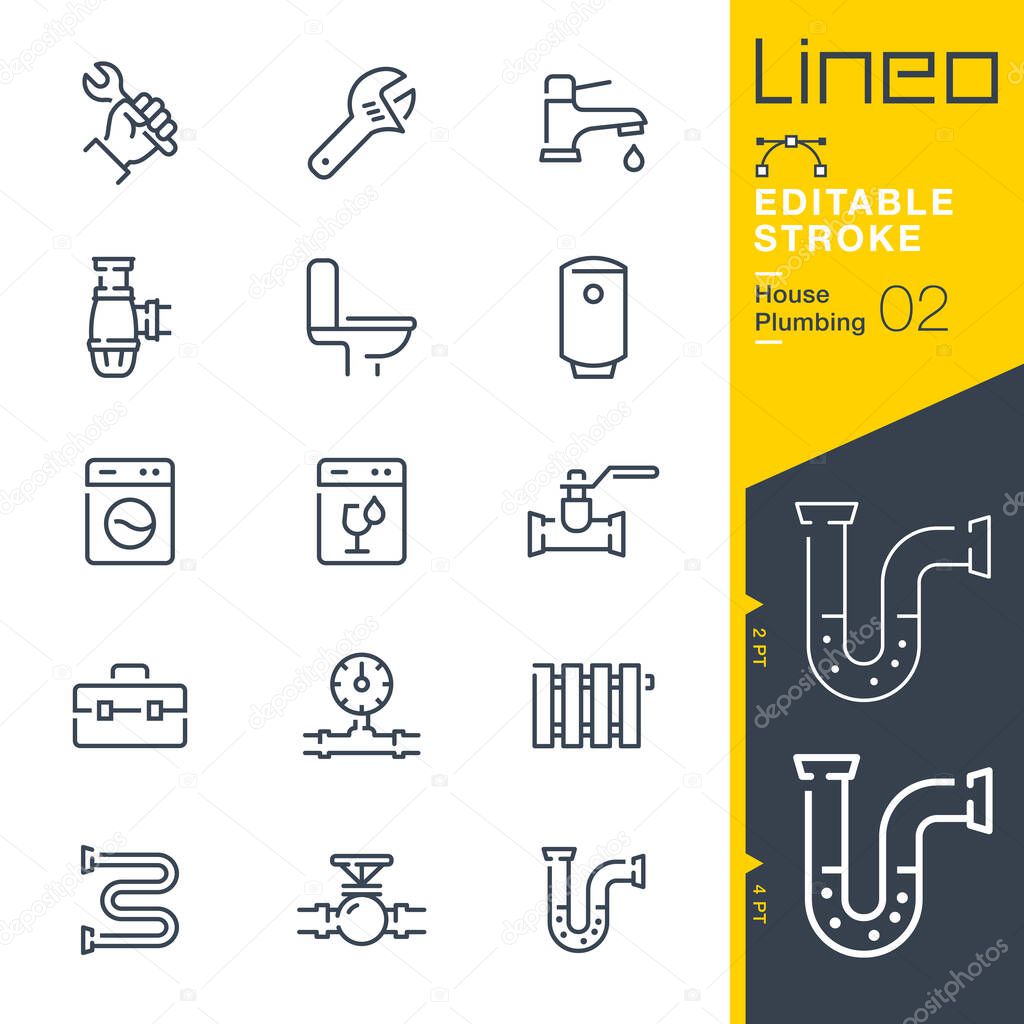 Lineo Editable Stroke - Plumbing line icons