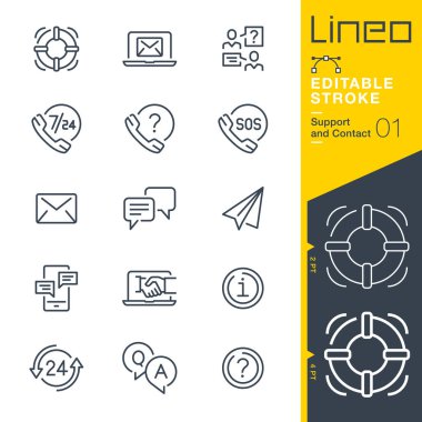 Lineo Düzenlenebilir Vuruş - Bağlantı ve Destekleme satırı simgeleri