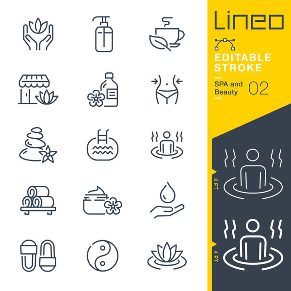 Lineo Editable Stroke - SPA and Beauty line icons