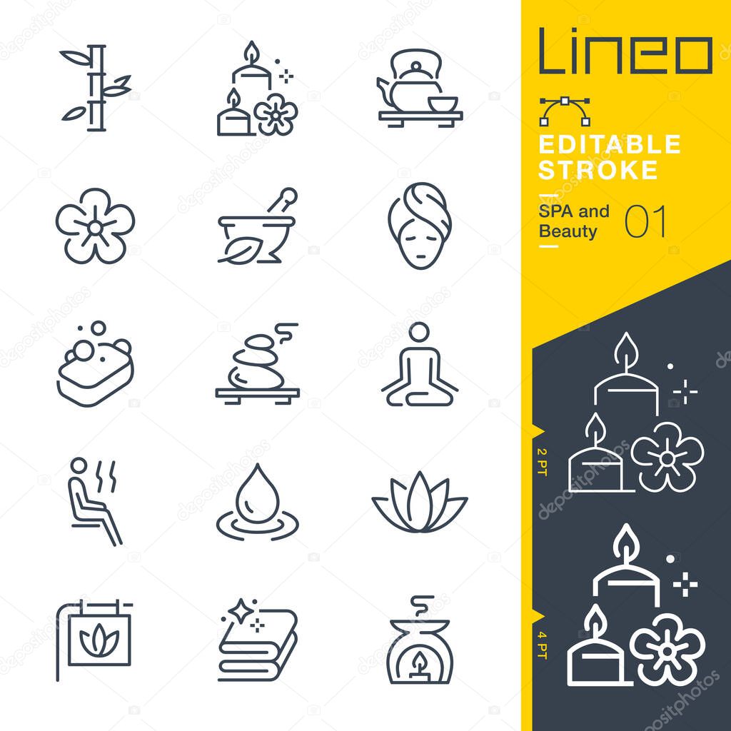 Lineo Editable Stroke - SPA and Beauty line icons