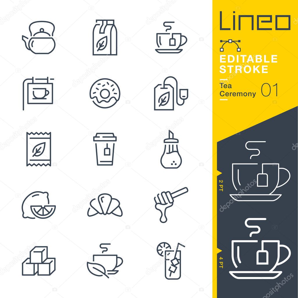 Lineo Editable Stroke - Tea Ceremony line icons