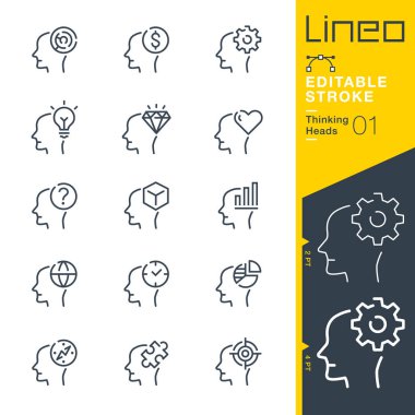 Lineo Düzenlenebilir Vuruşlar - Düşünen Başlar satır simgeleri