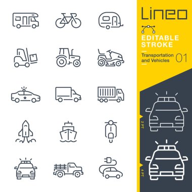 Lineo Düzenlenebilir Vuruş - Taşımacılık ve Araçlar ana hatları simgeleri