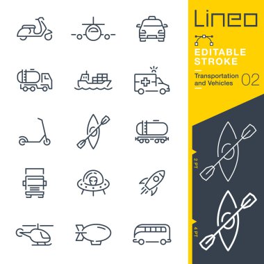 Lineo Düzenlenebilir Vuruş - Taşımacılık ve Araçlar ana hatları simgeleri