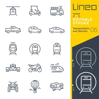 Lineo Düzenlenebilir Vuruş - Taşımacılık ve Araçlar ana hatları simgeleri