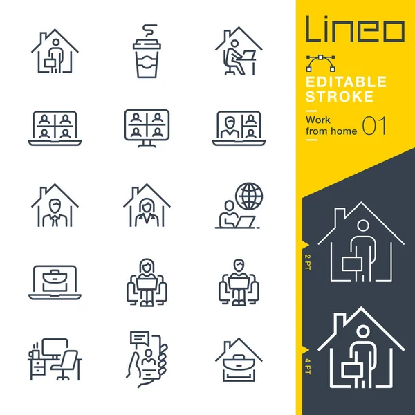 Lineo Editable Stroke Arbeit Von Home Line Icons — Stockvektor