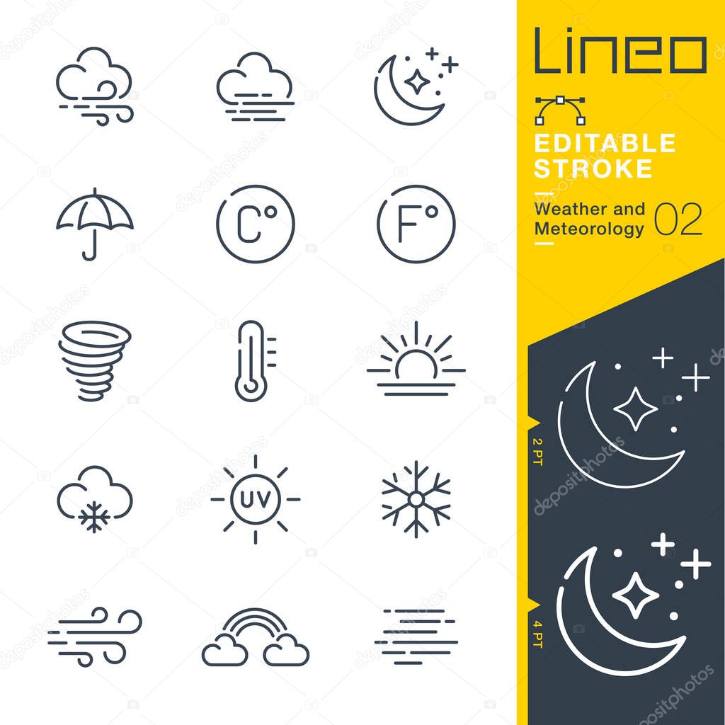 Lineo Editable Stroke - Weather and Meteorology line icons