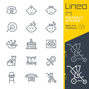 Lineo Düzenlenebilir Vuruş - Bebek ve Çocukluk çizgisi simgeleri