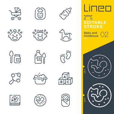 Lineo Düzenlenebilir Vuruş - Bebek ve Çocukluk çizgisi simgeleri
