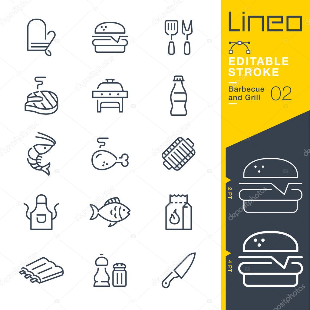 Lineo Editable Stroke - Barbecue and Grill line icons