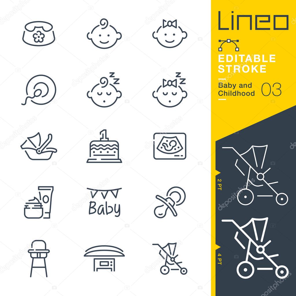 Lineo Editable Stroke - Baby and Childhood line icons