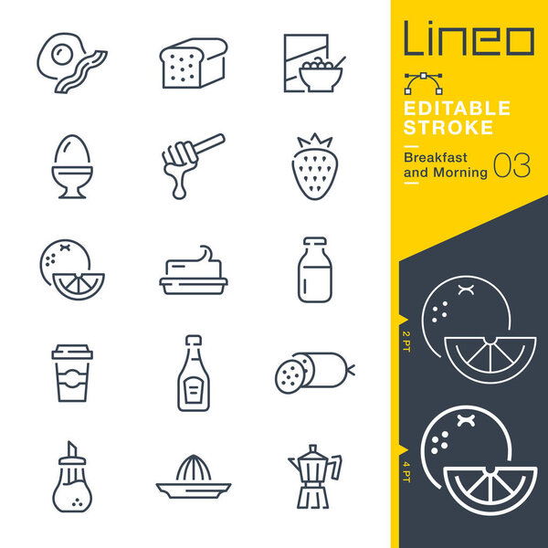 Lineo Editable Stroke - Breakfast and Morning line icons