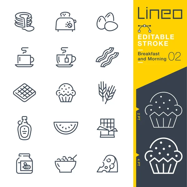 Lineo Editable Stroke Frühstück Und Morgenzeile Symbole lizenzfreie Stockvektoren