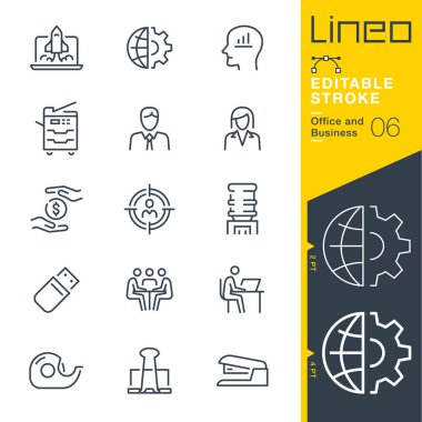 Lineo düzenlenebilir kontur - ofis ve iş hattı simgeler