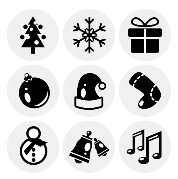 Icone natalizie nere vettoriali. Set di icone — Vettoriale Stock