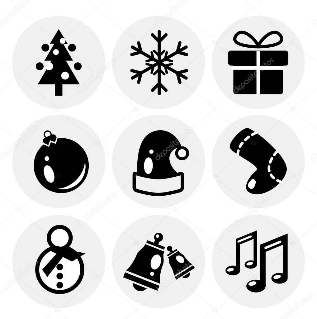 Vector black Christmas icons. Icon set — Stock Vector © akomov #14564295