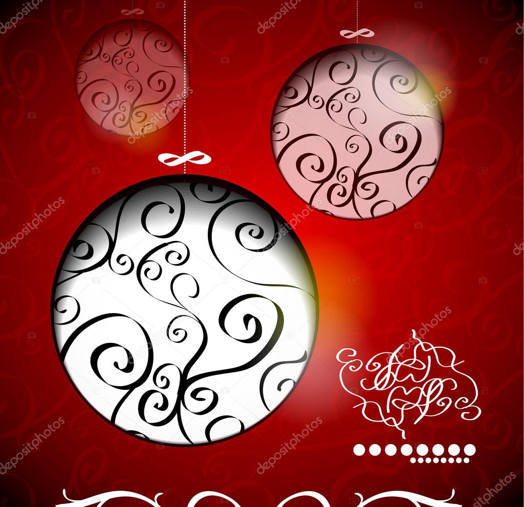 Creative Christmas balls with calligraphic ornament