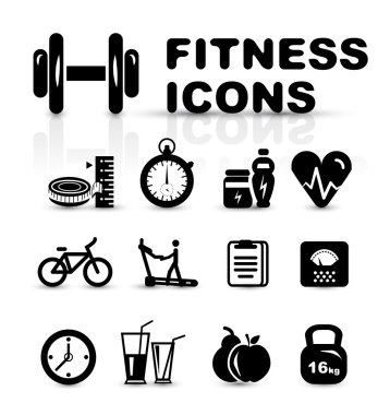siyah fitness Icon set