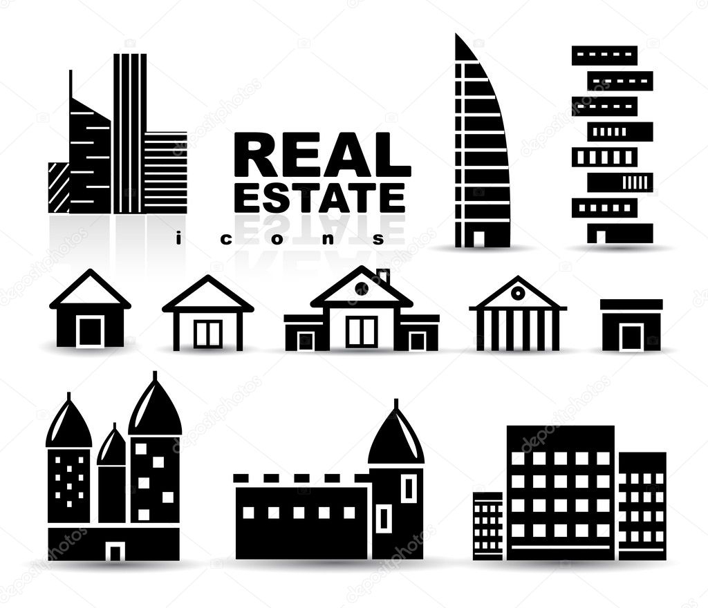 Black real estate | houses | buildings icon set